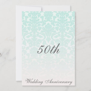 Simply Chic Mint Damask Wedding Anniversary Invitation