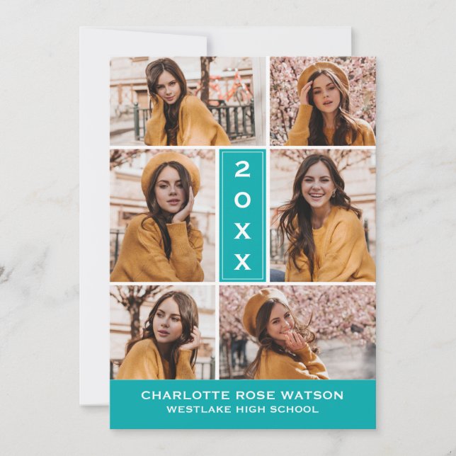 SIMPLY CHIC PHOTO COLLAGE GRADUATION INVITATION (Front)