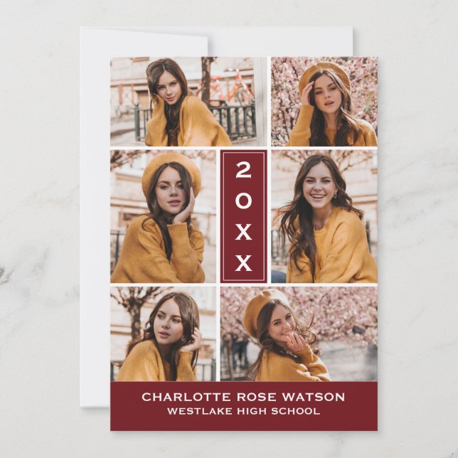 SIMPLY CHIC PHOTO COLLAGE GRADUATION INVITATION (Front)