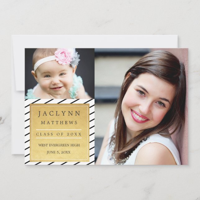 Simply Chic Photo Graduation Announcement / Gold (Front)