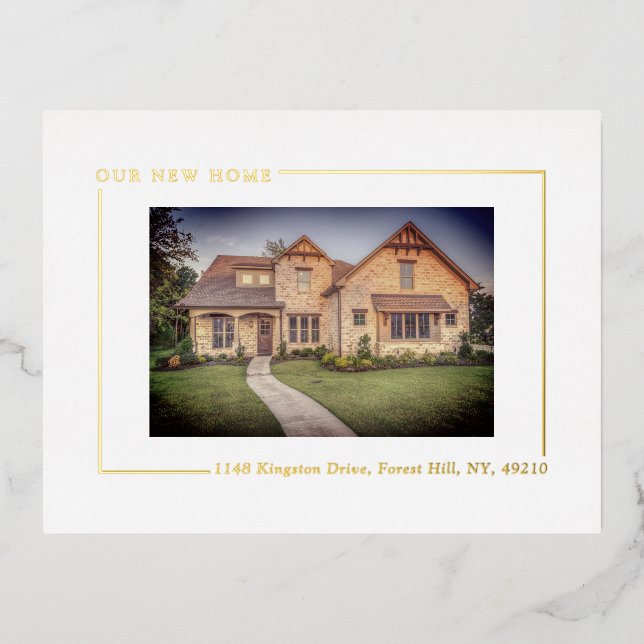 Simply Chic Photo New Home Moving Real Foil Invitation Postcard (Front)