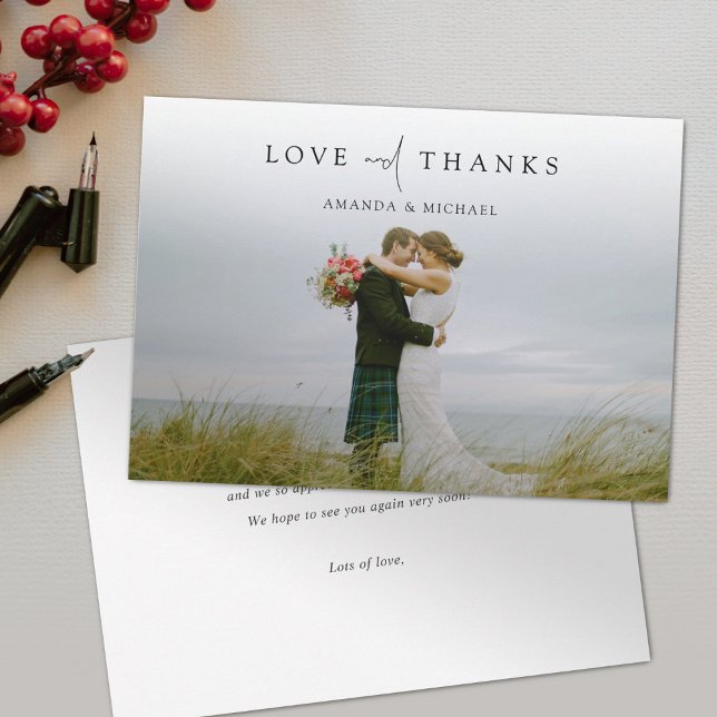 Simply Chic Photo Wedding Personalised Thank You Card (Creator Uploaded)