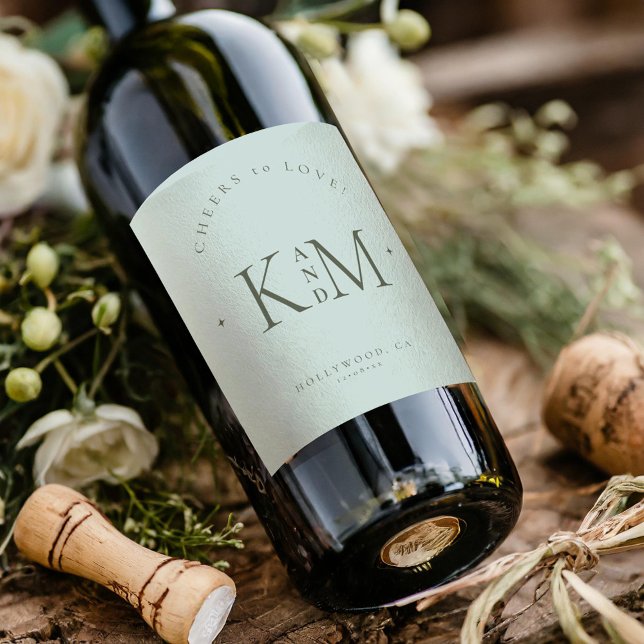 Simply Chic Wedding Cheers Sea Glass ID1046 Wine Label (Creator Uploaded)