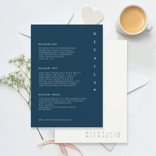 Simply Chic Wedding Details Prussian Blue ID1046 Enclosure Card (Creator Uploaded)
