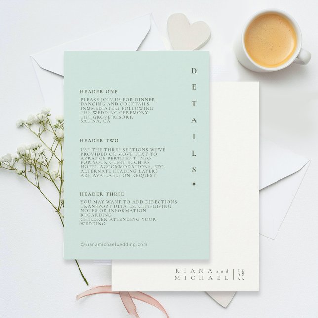 Simply Chic Wedding Details Sea Glass ID1046 Enclosure Card (Creator Uploaded)