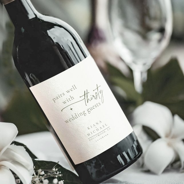 Simply Chic Wedding Humour Pearl White ID1046 Wine Label (Creator Uploaded)