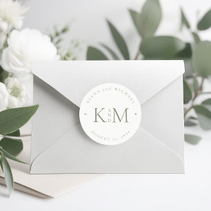 Simply Chic Wedding Initials Pearl White ID1046 Classic Round Sticker