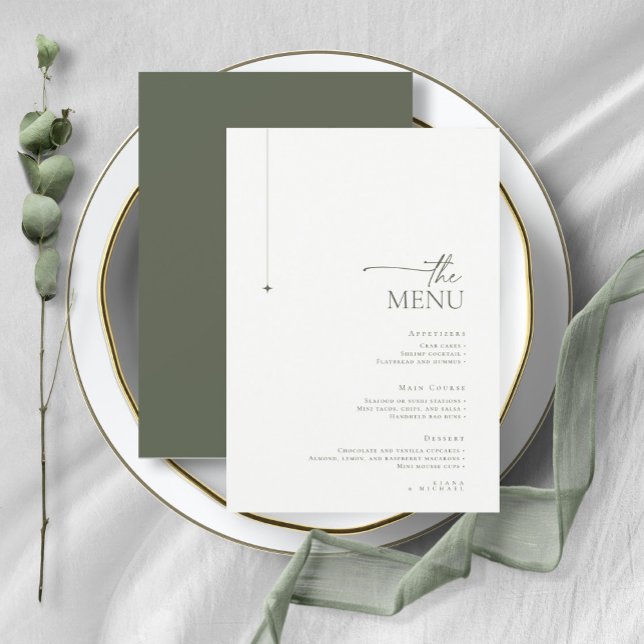 Simply Chic Wedding Menu Pearl/Moss Green ID1046 (Creator Uploaded)