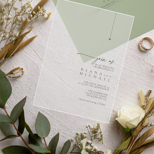 Simply Chic Wedding Moss Green Transparent ID1046 Acrylic Invitations