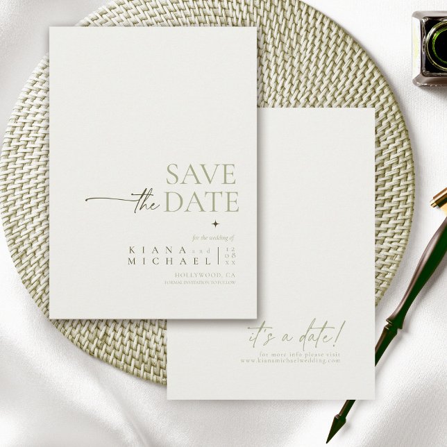 Simply Chic Wedding Pearl White Vert ID1046 Save The Date (Creator Uploaded)