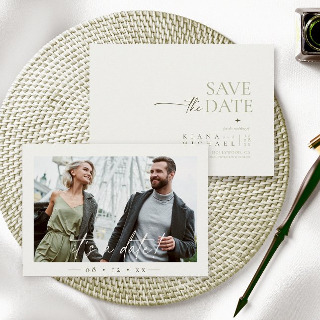 Simply Chic Wedding Photo Pearl White ID1046 Save The Date (Creator Uploaded)