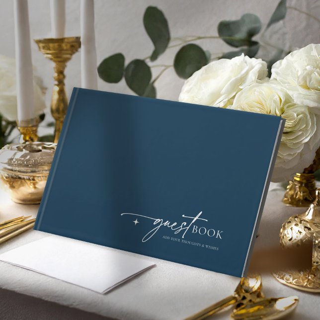 Simply Chic Wedding Prussian Blue ID1046 Guest Book (Creator Uploaded)