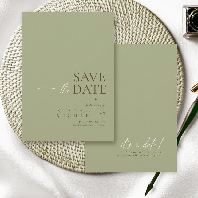 Simply Chic Wedding Sage Green Vert ID1046 Save The Date (Creator Uploaded)