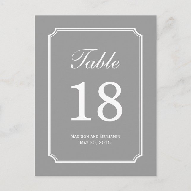 Simply Chic Wedding Table Number Card (Front)