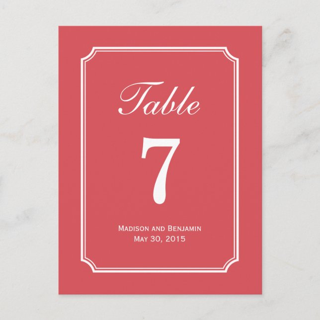 Simply Chic Wedding Table Number Card (Front)