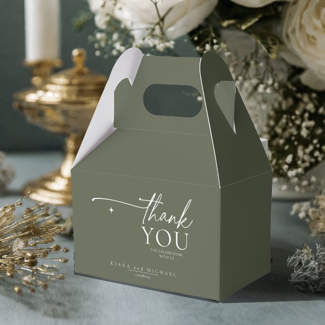 Simply Chic Wedding Thank You Moss Green ID1046 Favour Box (Creator Uploaded)