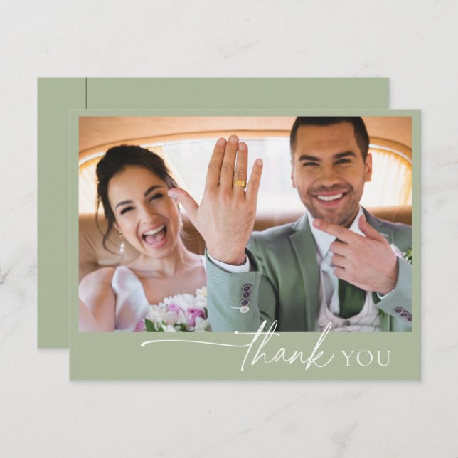 Simply Chic Wedding Thank You Sage Green ID1046 (Front/Back)