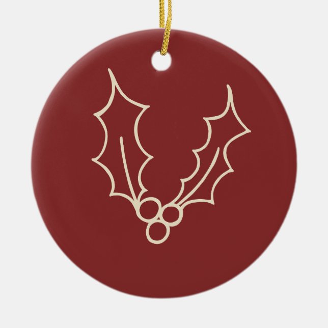Simply Christmas Collection - Holly Ceramic Ornament (Front)