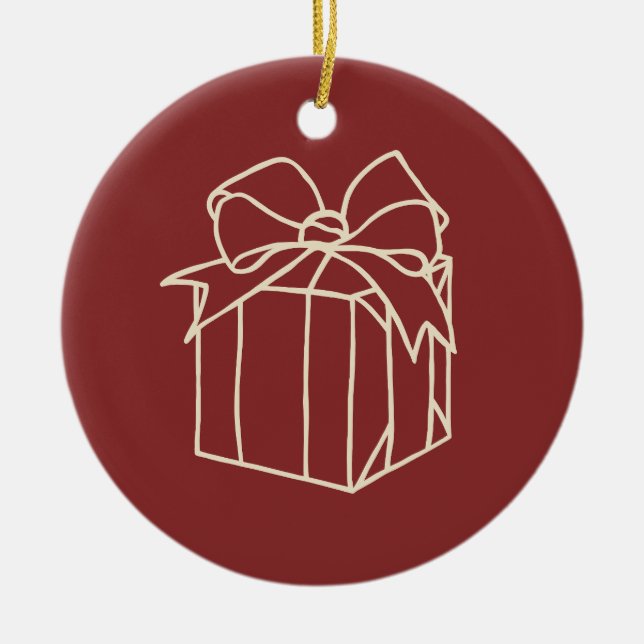 Simply Christmas Collection - Present Ceramic Ornament (Front)