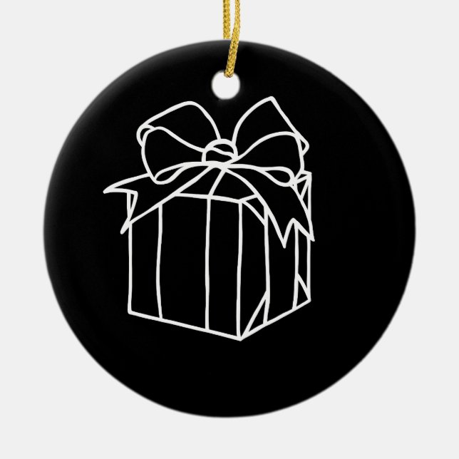 Simply Christmas Collection - Present  Ceramic Ornament (Front)