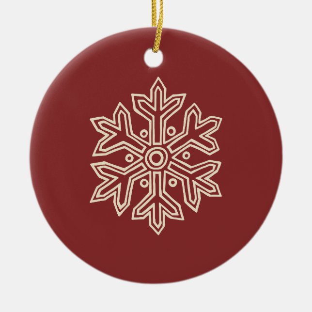 Simply Christmas Collection - Snowflake Ceramic Ornament (Front)