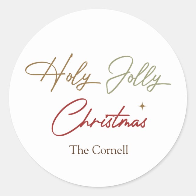 Simply Christmas Script Classic Round Sticker (Front)