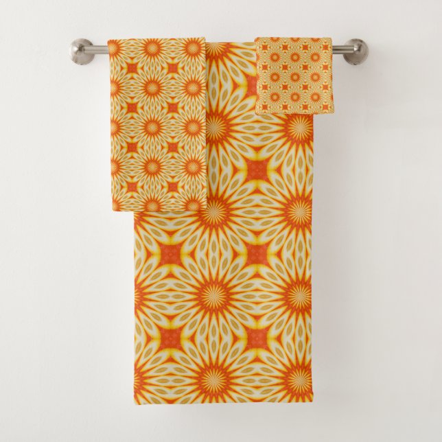 Simply Citrus Lemon Slices Floral Tiled Pattern Bath Towel Set (Insitu)