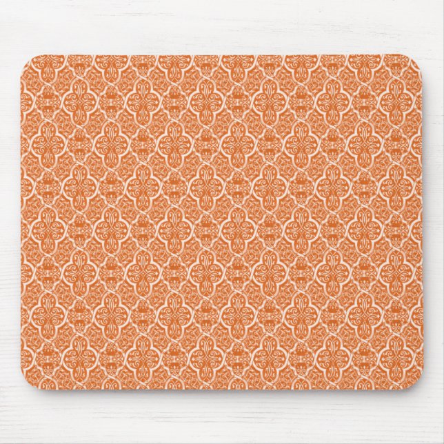 Simply Classic Damask Mousepad, Tangerine Mouse Pad (Front)