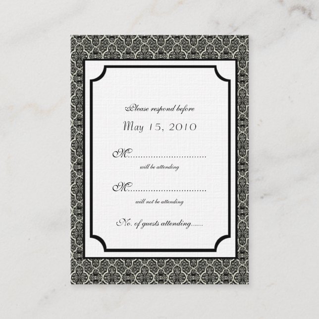 Simply Classic Damask RSVP Card (Front)