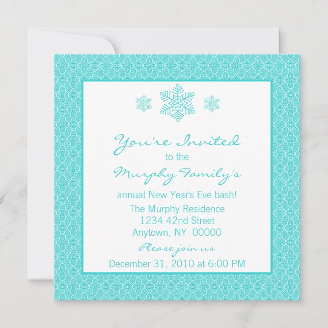 Simply Classic Damask Snowflakes Christmas Invite (Front)