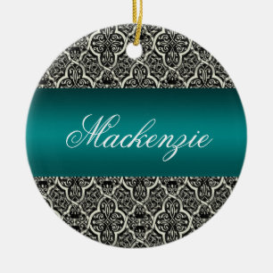 Simply Classic Holiday Damask Round Ornament