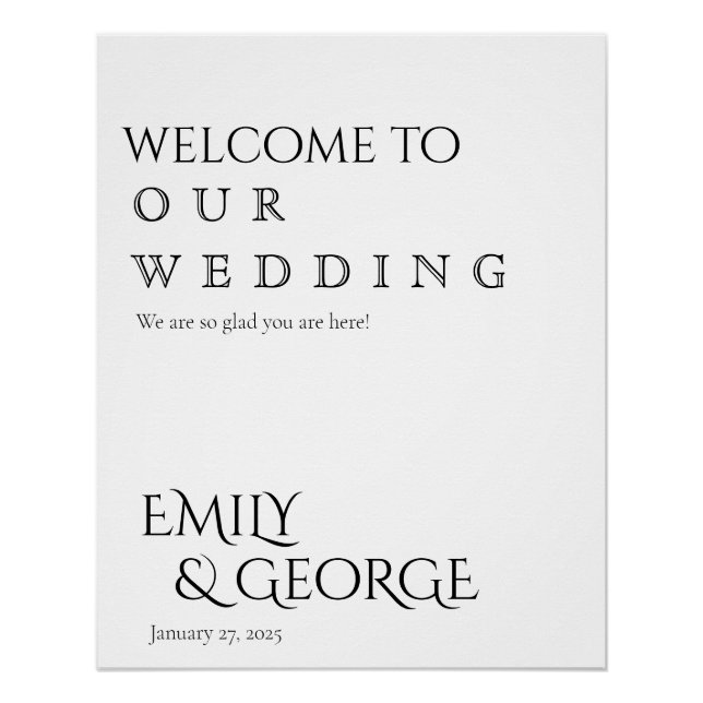 Simply Classic Vertical Wedding Welcome Sign (Front)