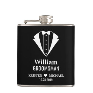 Simply Classy Tuxedo Suit Wedding Groom Groomsman Hip Flask
