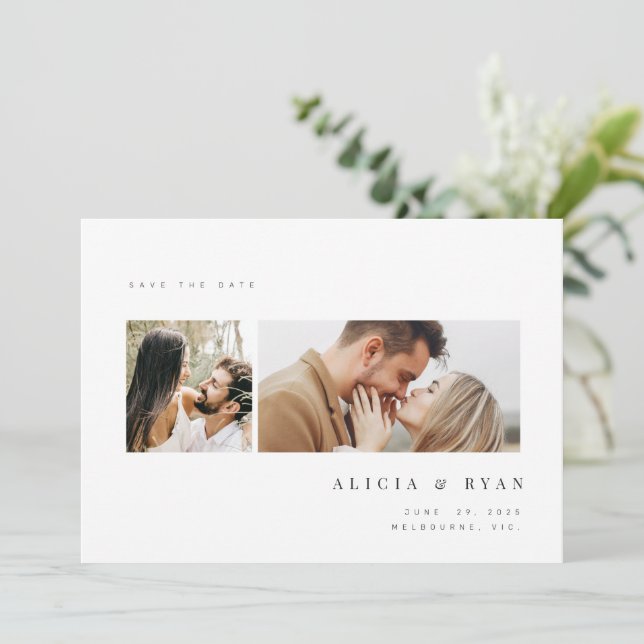 Simply Clean Elegant Photo Save The Date (Standing Front)