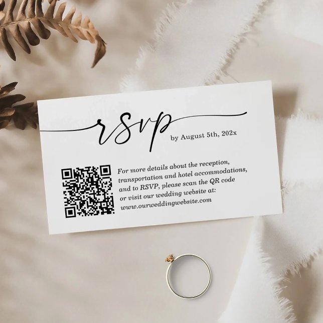 Simply Clean Small Wedding RSVP Website QR Code Enclosure Card (Creator Uploaded)
