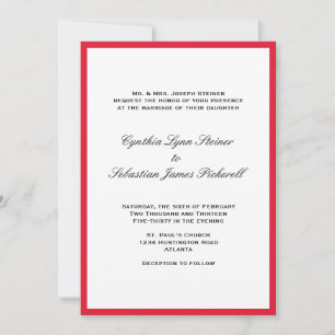 Simply colour border red black wedding invitation