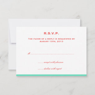 Simply colour border red teal wedding rsvp respons