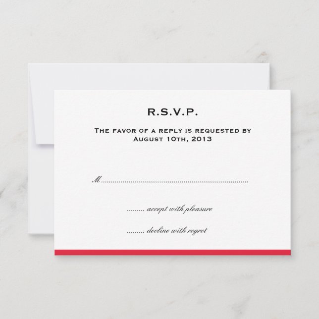 Simply colour border red wedding rsvp response (Front)