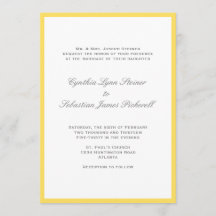Simply colour border yellow grey wedding invitatio