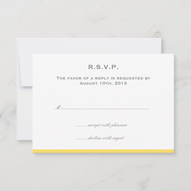 Simply colour border yellow wedding rsvp response (Front)