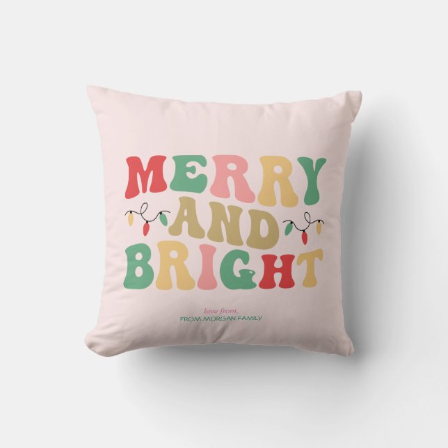 Simply Colourful Merry And Bright String Lights Cushion (Front)