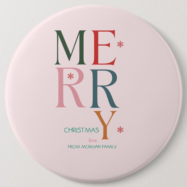 Simply Colourful Merry Christmas Pink 6 Cm Round Badge (Front)