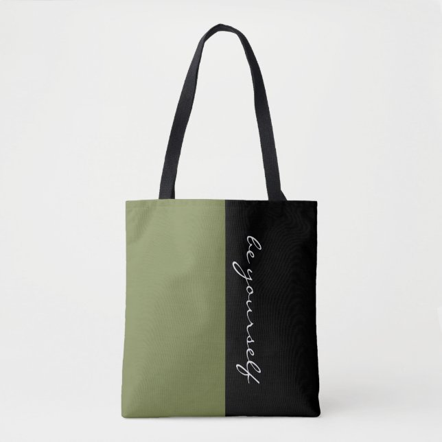 Simply colours OLIVE GREEN & your Text Tote Bag (Front)