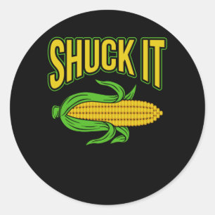 Simply Corn On the Cob Day Funny Corn Meme Pun Classic Round Sticker