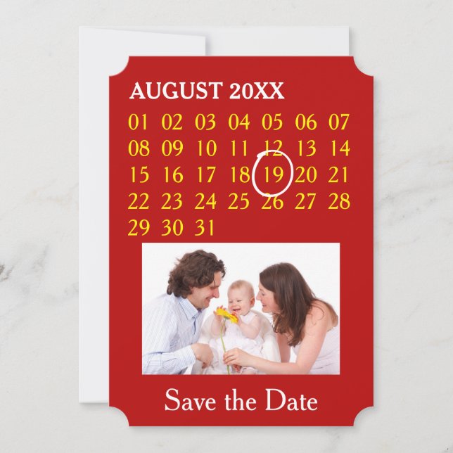 Simply Custom Calendar + your photo, backgr., text Save The Date (Front)