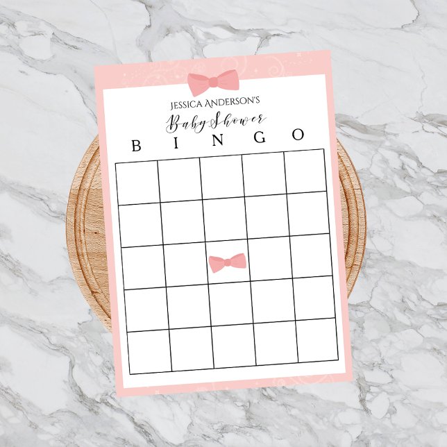 Simply Cute Pink Bow Baby Shower Bingo Game (Creator Uploaded)
