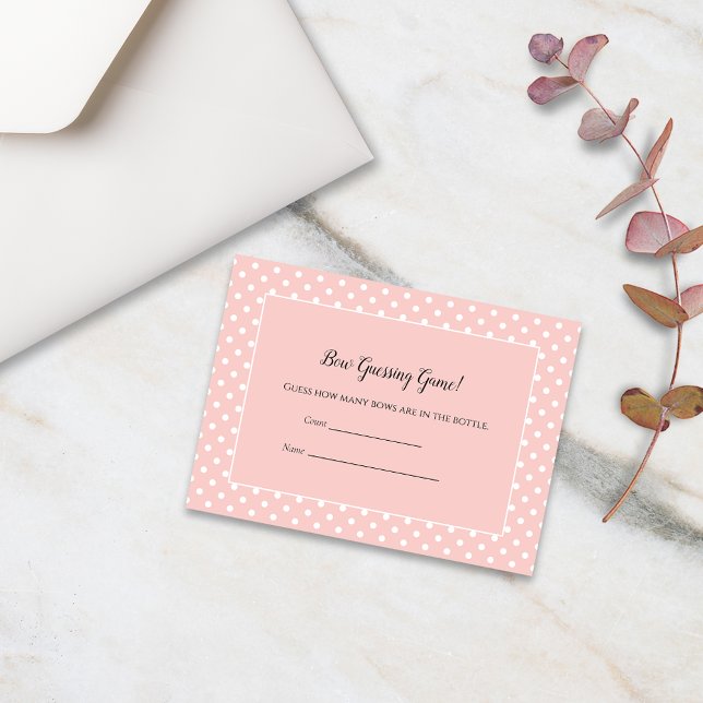 Simply Cute Pink Bow Guessing Count Shower Game Enclosure Card (Creator Uploaded)