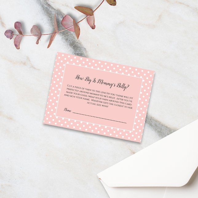 Simply Cute Pink Bow Mommys Belly Size Game Enclosure Card (Creator Uploaded)