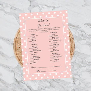 Simply Cute Pink Bow What's In Your Purse Game Invitation