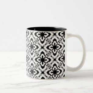 Simply Dazzling Damask Mug, Black and White Two-Tone Coffee Mug